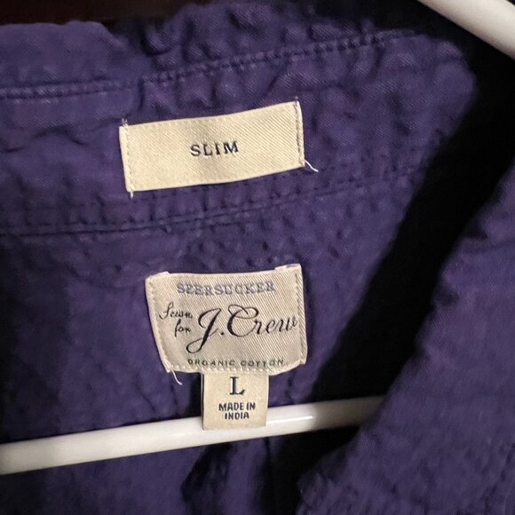 J. Crew Purple Seersucker Short Sleeve Button Down - NWOT - Picture 2 of 3